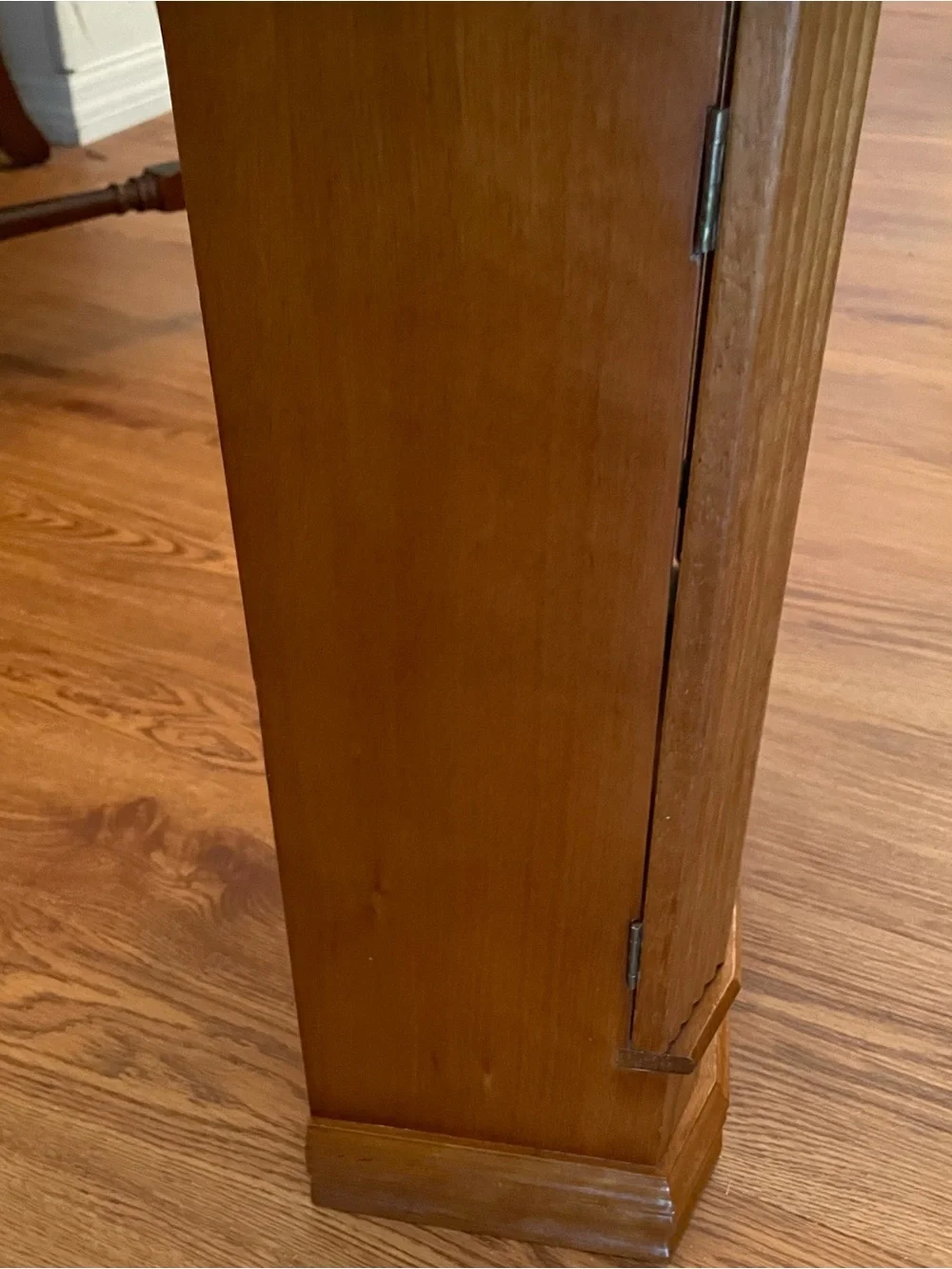 Vintage Large Wood Armoire Style Jewelry Box Gold Etched Glass Doors 17”